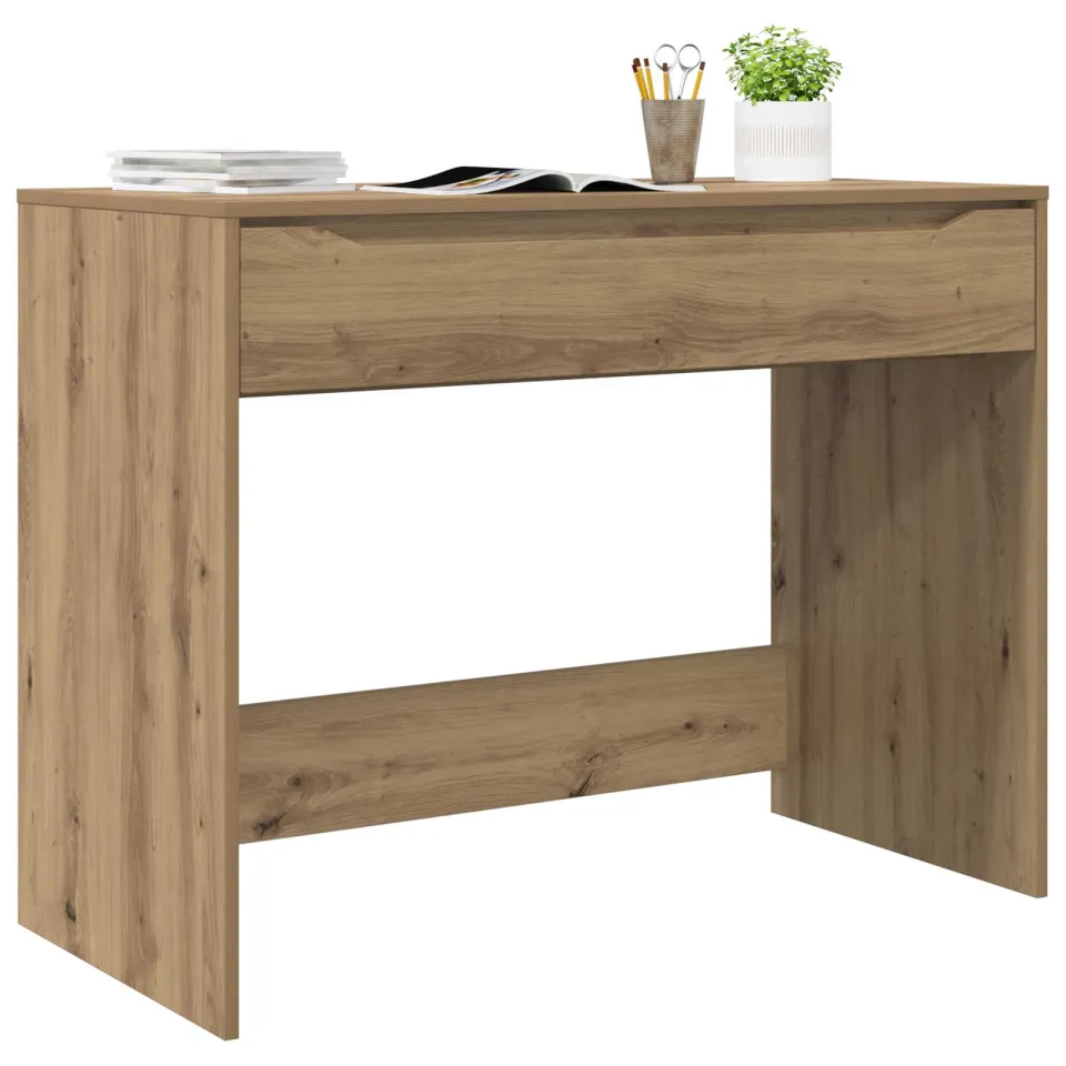 vidaXL Bureau met Lade Artisan Eik Geconstrueerd hout 100 x 50 x 78 cm bruin, foto 3