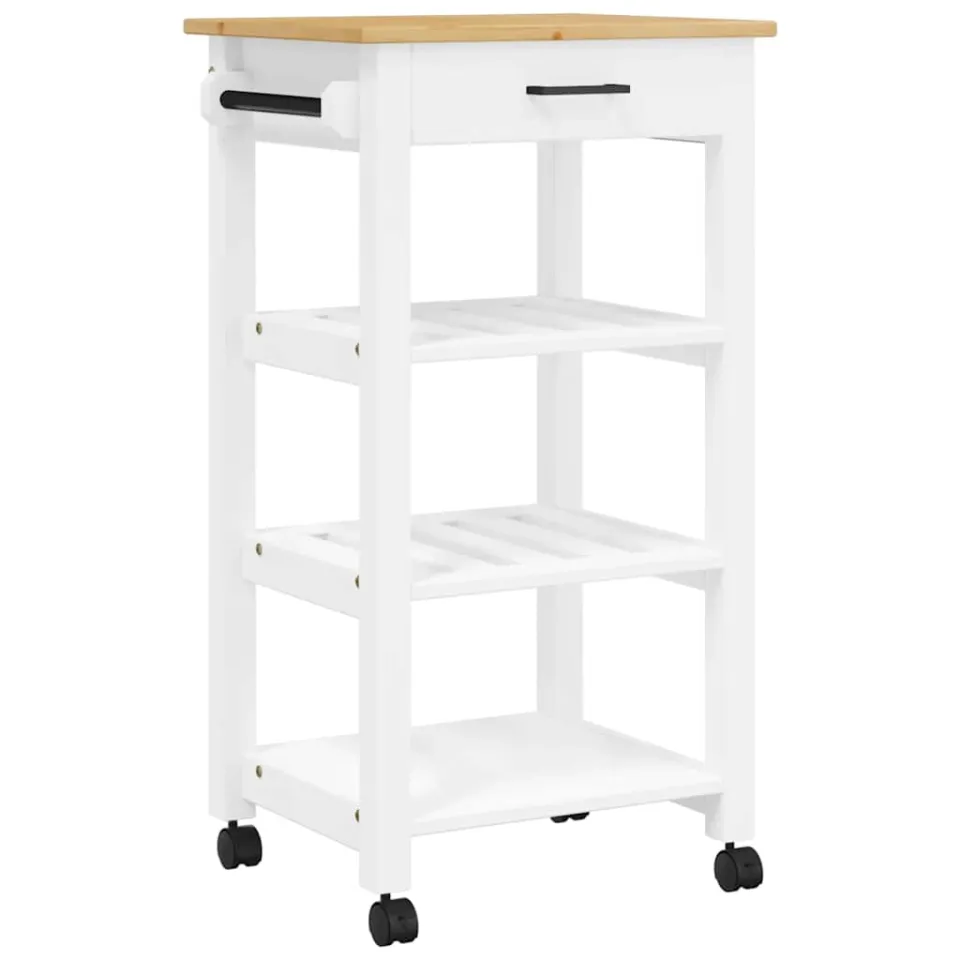 vidaXL Keukentrolley MONZA 48x40x88,5 cm massief grenenhout Wit