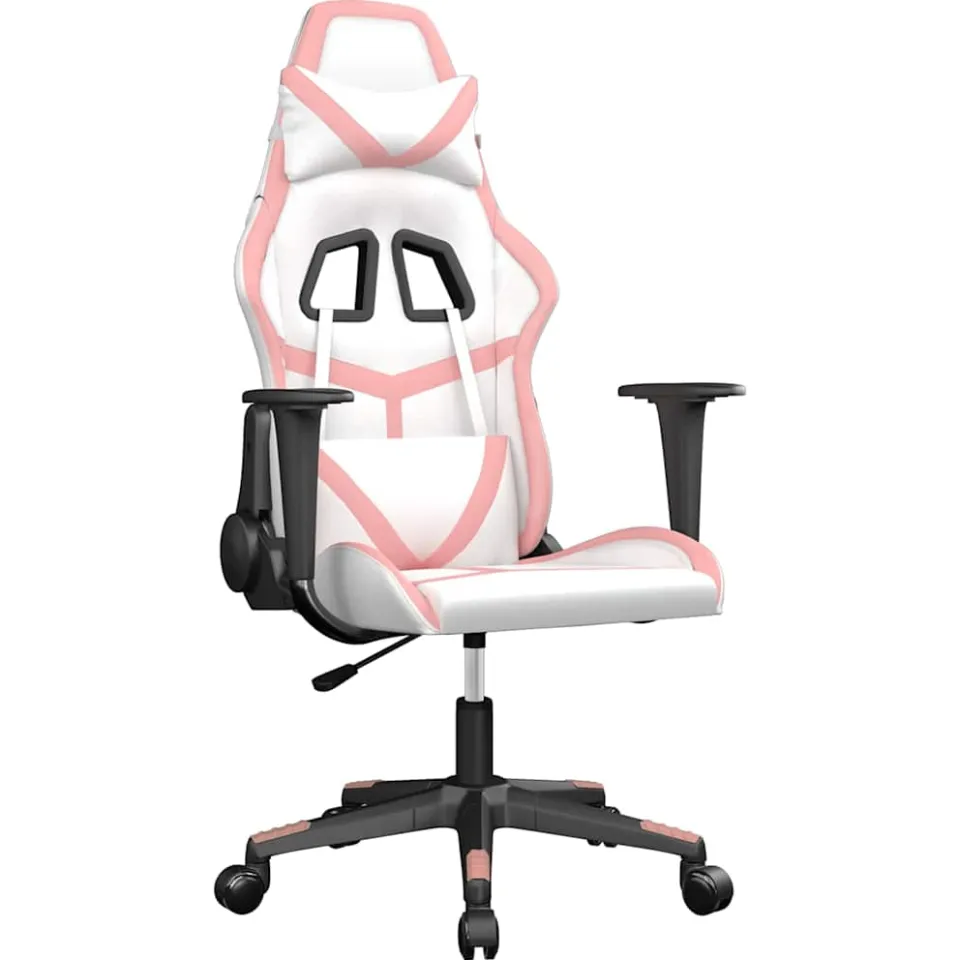 vidaXL Gamestoel kunstleer wit en roze, foto 3