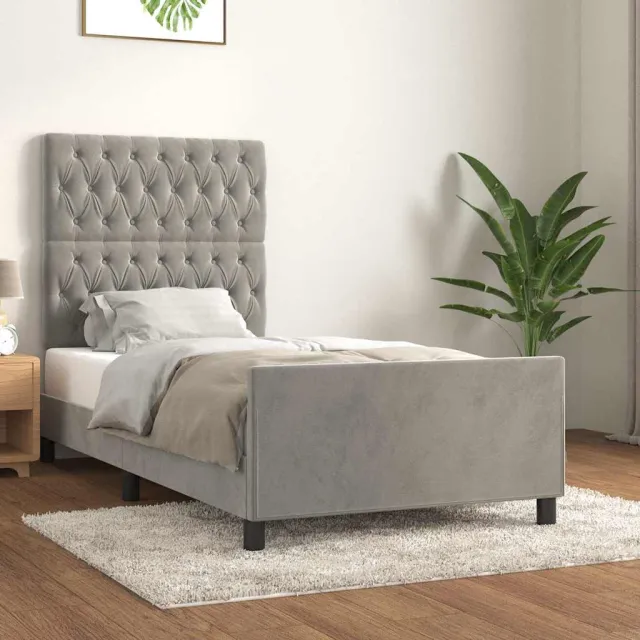 vidaXL Bedframe zonder matras 90x200 cm fluweel lichtgrijs grijs