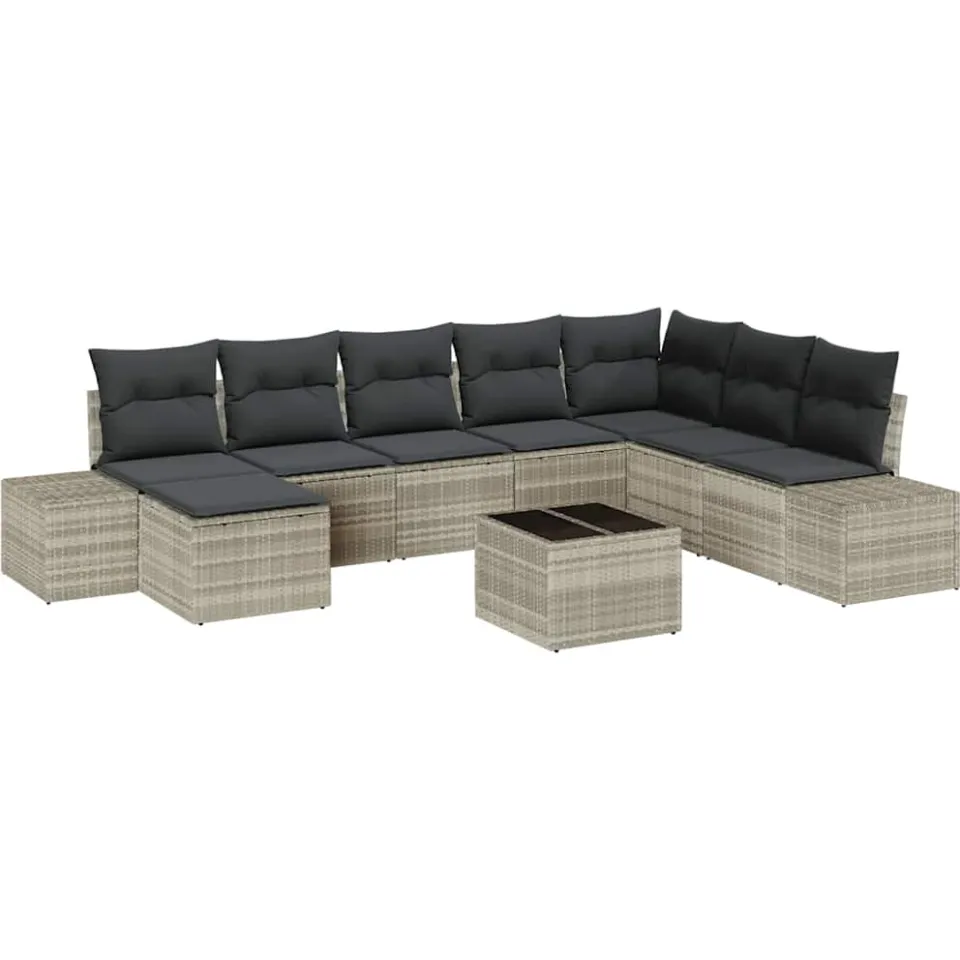 vidaXL Tuin Sofa Set 8 st Lichtgrijs poly rattan, foto 4