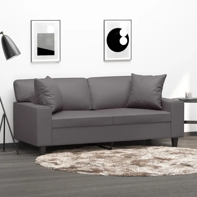 vidaXL Tweezitsbank met sierkussens 140 cm kunstleer grijs