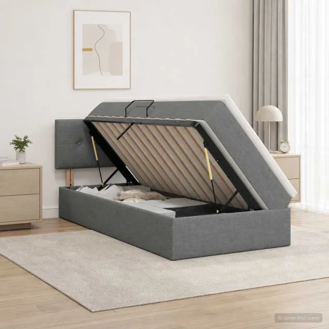 vidaXL Opbergbed met matras Donkergrijs 90 x 190 cm fluweel