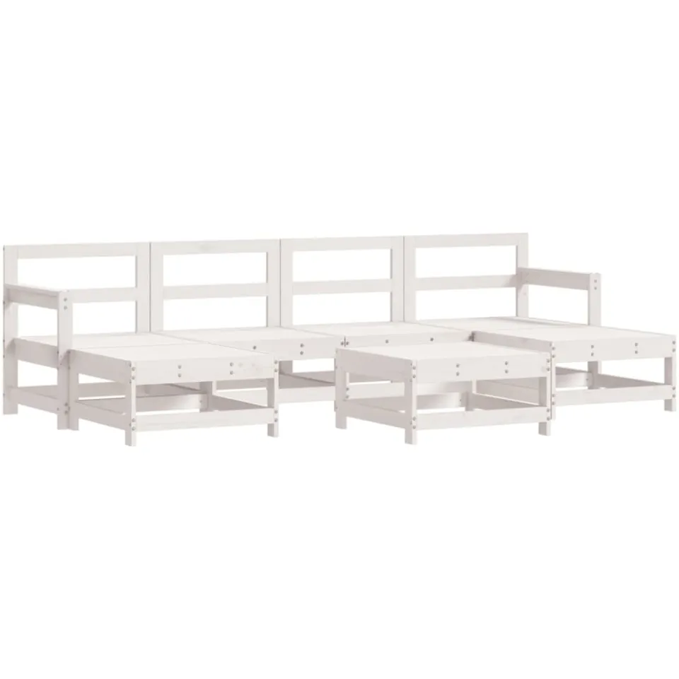 vidaXL 7-delige Loungeset met kussens massief hout wit