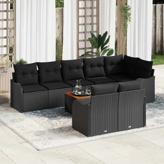 vidaXL Tuinbankenset 9 st Zwart poly rattan, foto 2