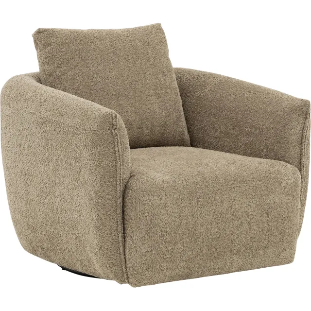 Goossens Draaifauteuil Fay, Draaifauteuil boucle taupe