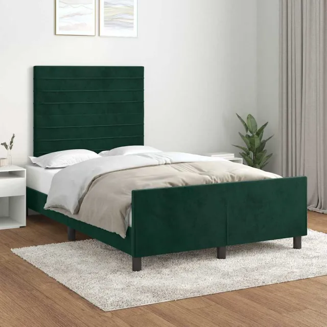 vidaXL Bedframe zonder matras 120x200 cm fluweel donkergroen groen