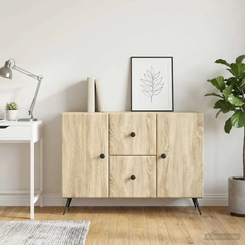 vidaXL Dressoir met lade Sonoma Eiken 89 x 34,5 x 60 cm Bewerkt hout, foto 3