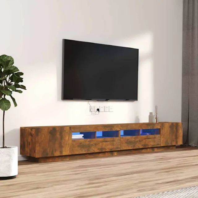 vidaXL 3-delige Tv-meubelset met LED bewerkt hout gerookt eikenkleurig, foto 2