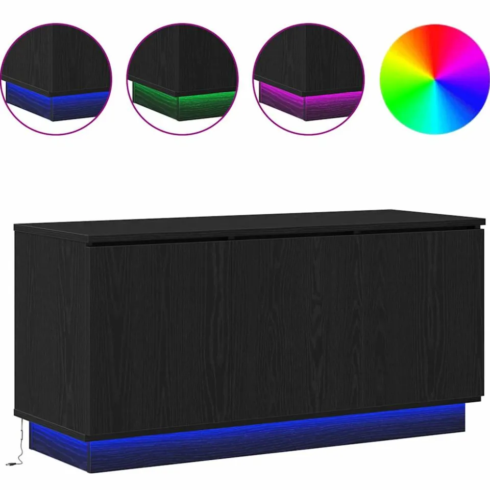 vidaXL TV-kast 100 x 38 x 49 cm Zwart Eiken Bewerkt hout, foto 4