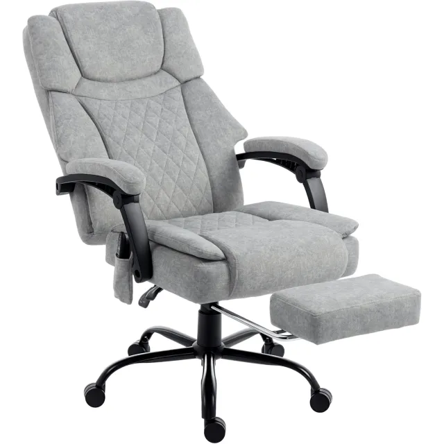 Homona Massage-bureaustoel - Met vibratie, lendenverwarming, voetensteun en verstelbare rugleuning - 69,5 x 77,5 x 118-126 cm - Grijs
