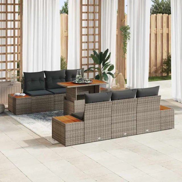 vidaXL Tuin Sofa Set 7 st Grijs Poly riet