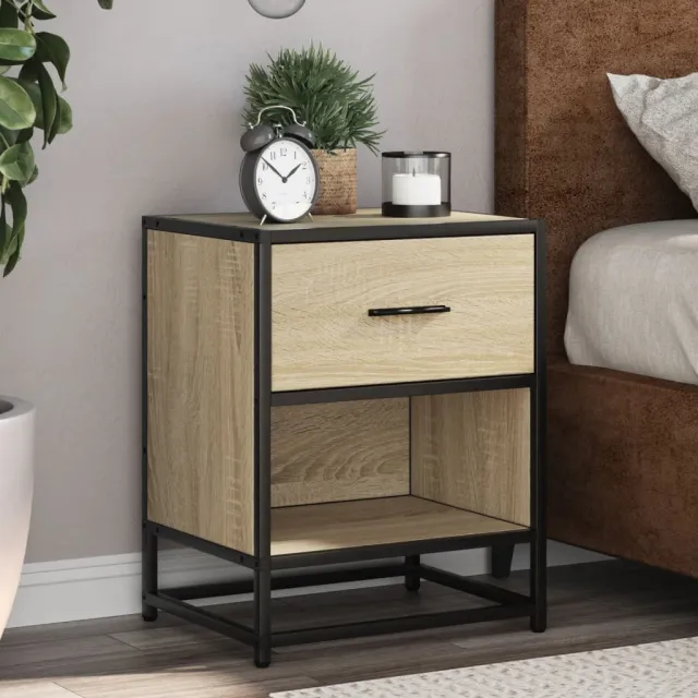 vidaXL Nachtkastje 40x31x50 cm bewerkt hout sonoma eikenkleurig, foto 2