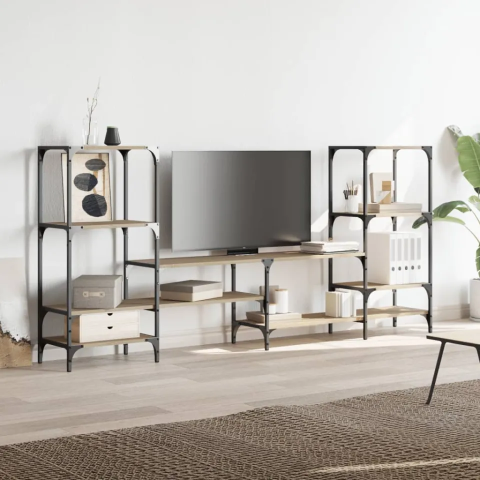 vidaXL Tv-meubel 206,5x28,5x95 cm bewerkt hout sonoma eikenkleurig, foto 4