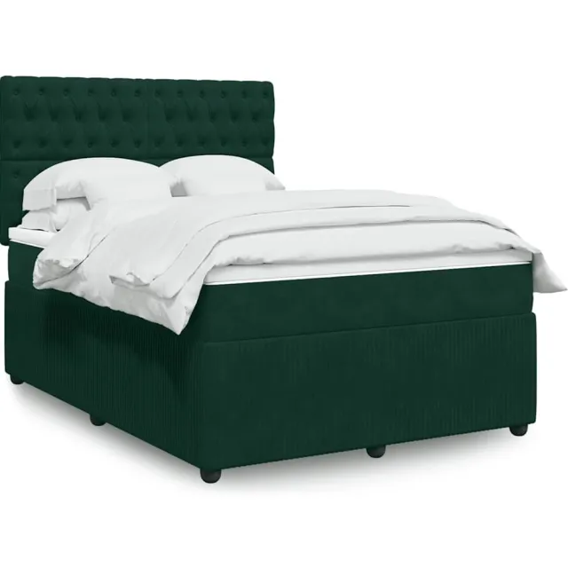 vidaXL Boxspring met matras fluweel donkergroen 160x200 cm groen