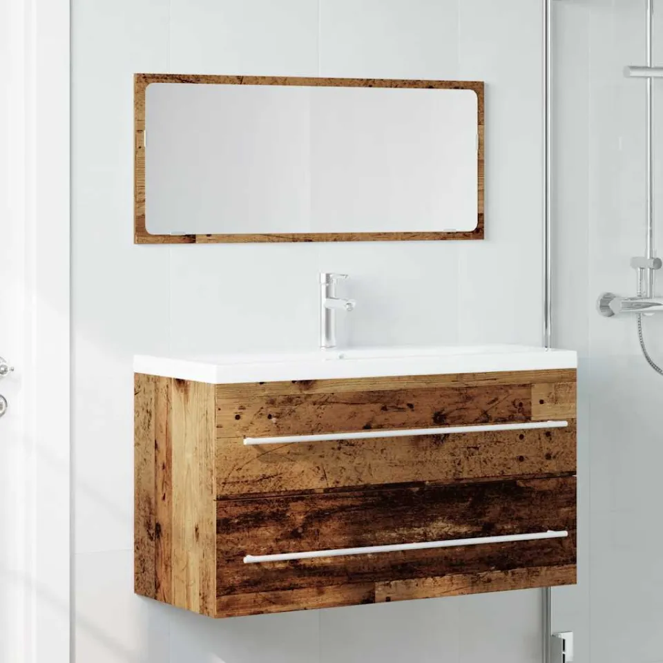 vidaXL 2-delige Badkamermeubelset bewerkt hout oud houtkleurig bruin, foto 2