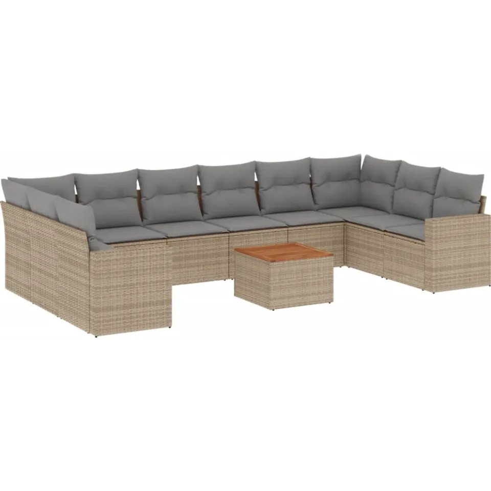 vidaXL Patio Sofa Set 10-zits Beige mix en grijs, foto 3