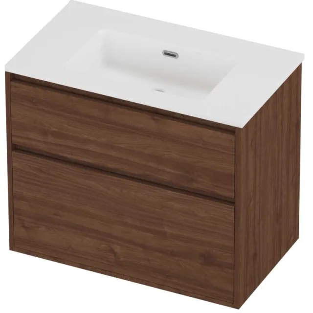 Proline Tribute Badmeubelset Porselein Elegant 80x46x67 cm Mat White Indian Walnut Houtlook