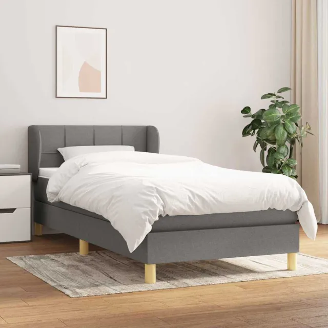vidaXL Boxspring met matras stof donkergrijs 90x190 cm grijs