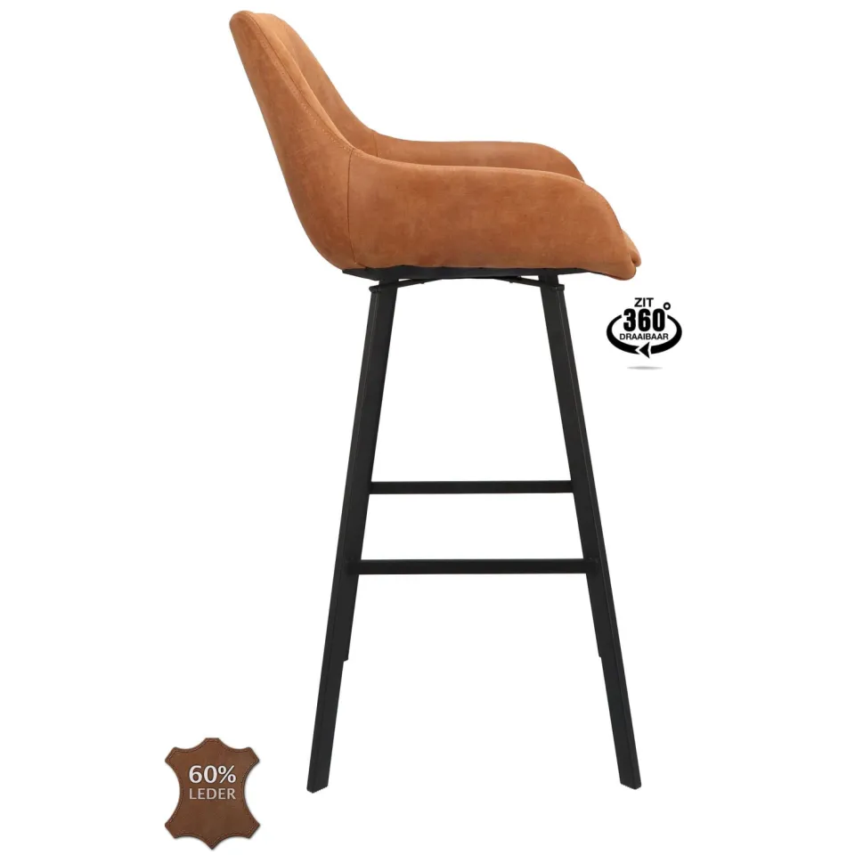 Wehkamp Home barkruk (set van 2) camel leer, foto 3
