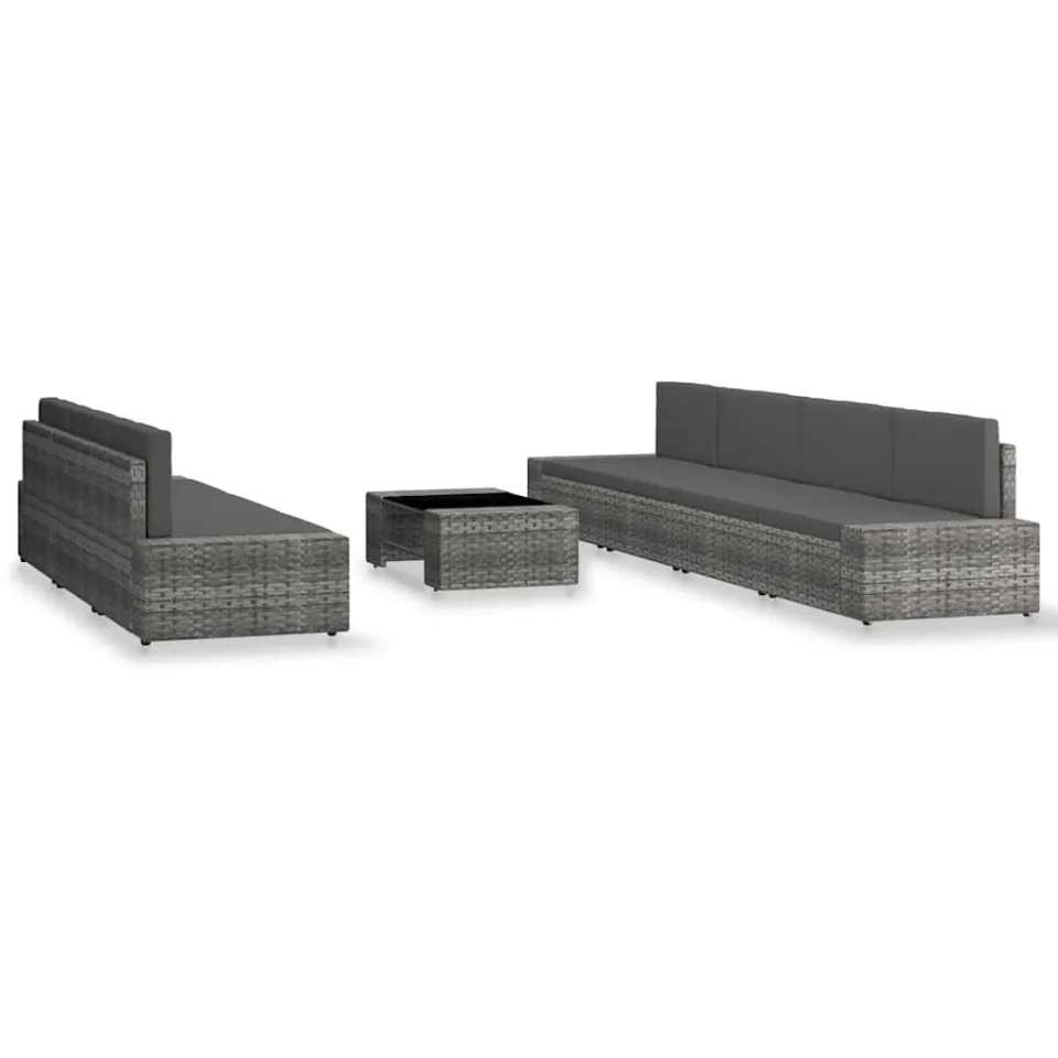 vidaXL 8-delige Loungeset poly rattan grijs, foto 2