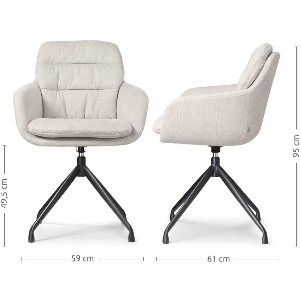 Nolon Nola-Mia draaibare eetkamerstoel beige - zwart onderstel, foto 3