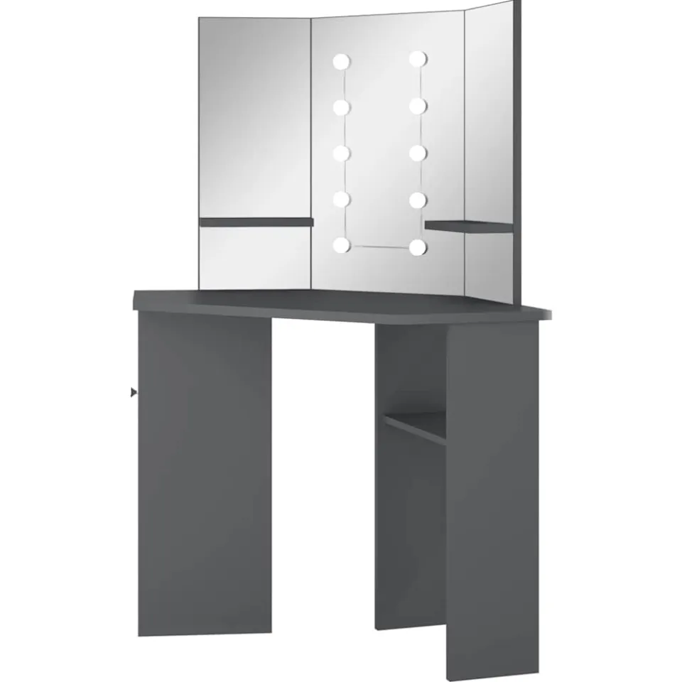 vidaXL Hoekkaptafel met LED 111x54x141,5 cm grijs, foto 4