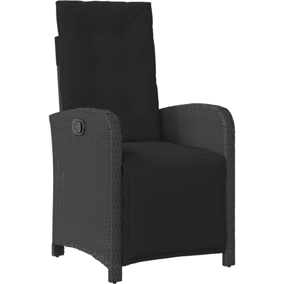 vidaXL 3-delige Bistroset met kussens poly rattan zwart, foto 3