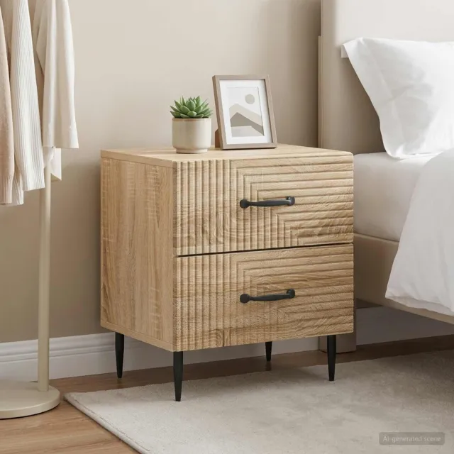 vidaXL Nachtkastje 2 st Sonoma Eiken 43 x 34,5 x 47,5 cm Bewerkt hout, foto 2