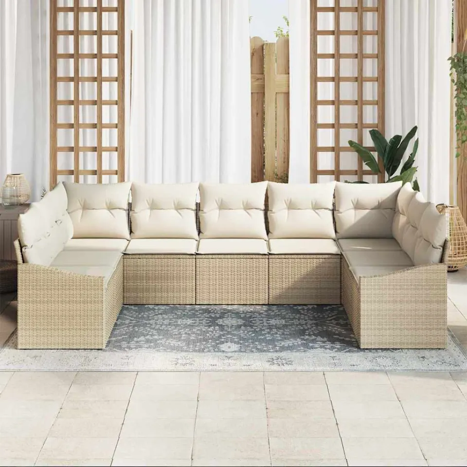 vidaXL Bankstel 9 st Beige poly rattan, foto 3