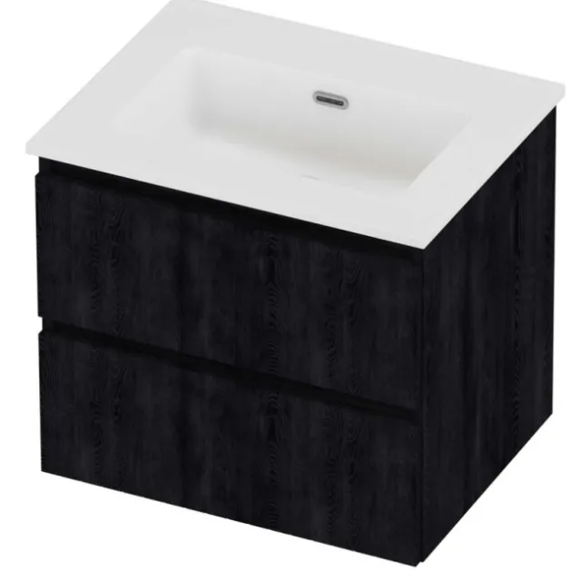 Proline Tribute Badmeubelset Porselein Elegant Zonder Kraangat 60x46x54 cm Mat White Charcoal Oak Eiken