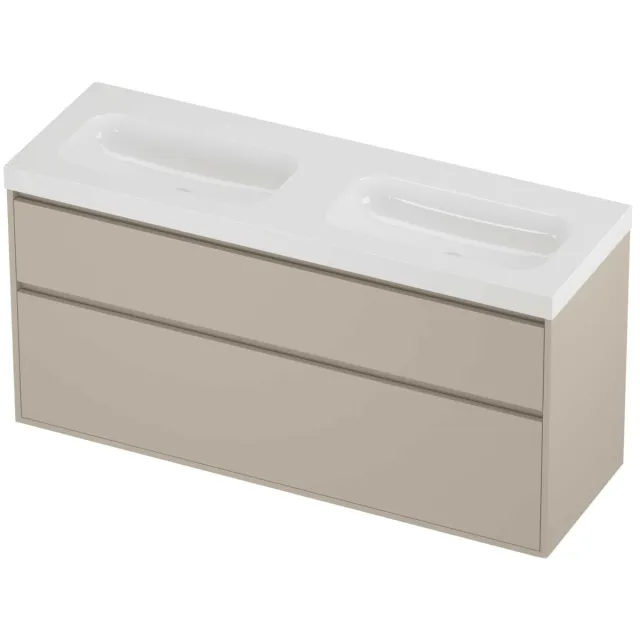 Proline Haga Badmeubelset Polystone Mezza 140x46x73 cm Glans Wit Soft Linen Beige