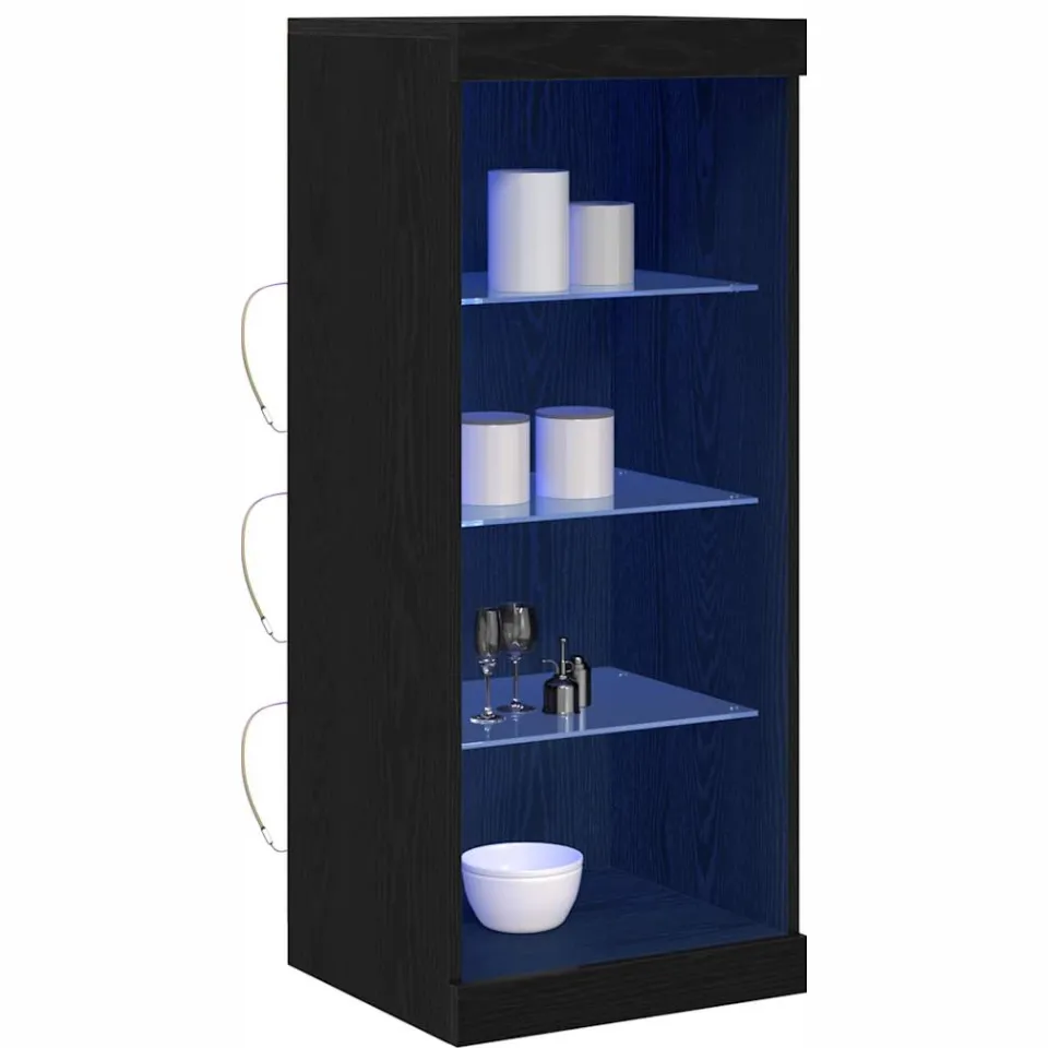 vidaXL LED Sideboard Zwart Eiken 41 x 37 x 100 cm Bewerkt hout
