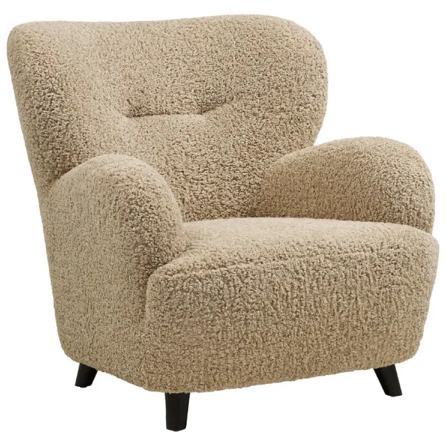 Nest of Nora Fauteuil - Lounge relaxstoel van lichtbruin bouclé