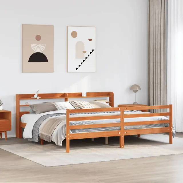 vidaXL Bedframe zonder matras massief grenenhout wasbruin 200x200 cm bruin