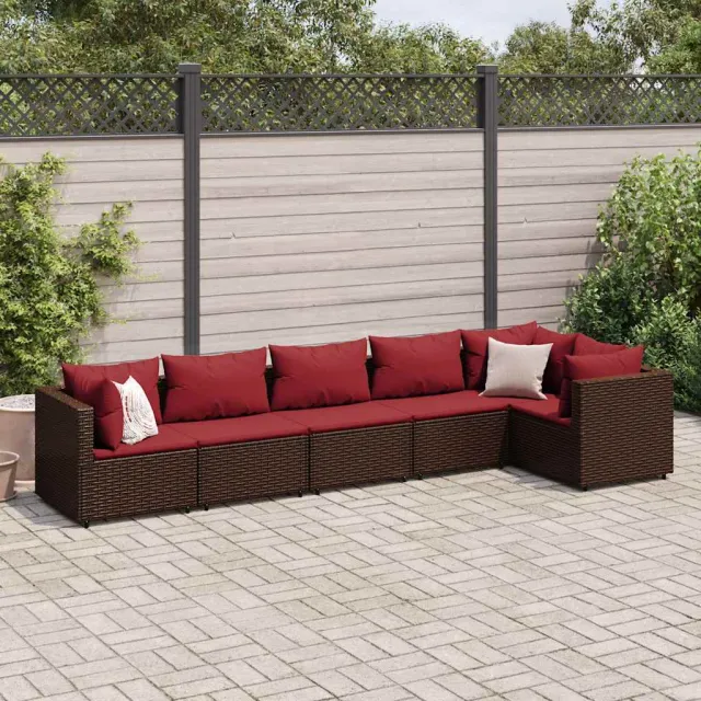 vidaXL 6-delige Loungeset met kussens poly rattan bruin, foto 2