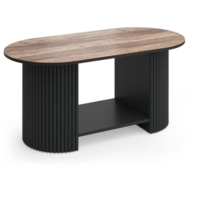 Vicco Salontafel Calero, Eiken rustiek/Zwart, 100 x 50 cm