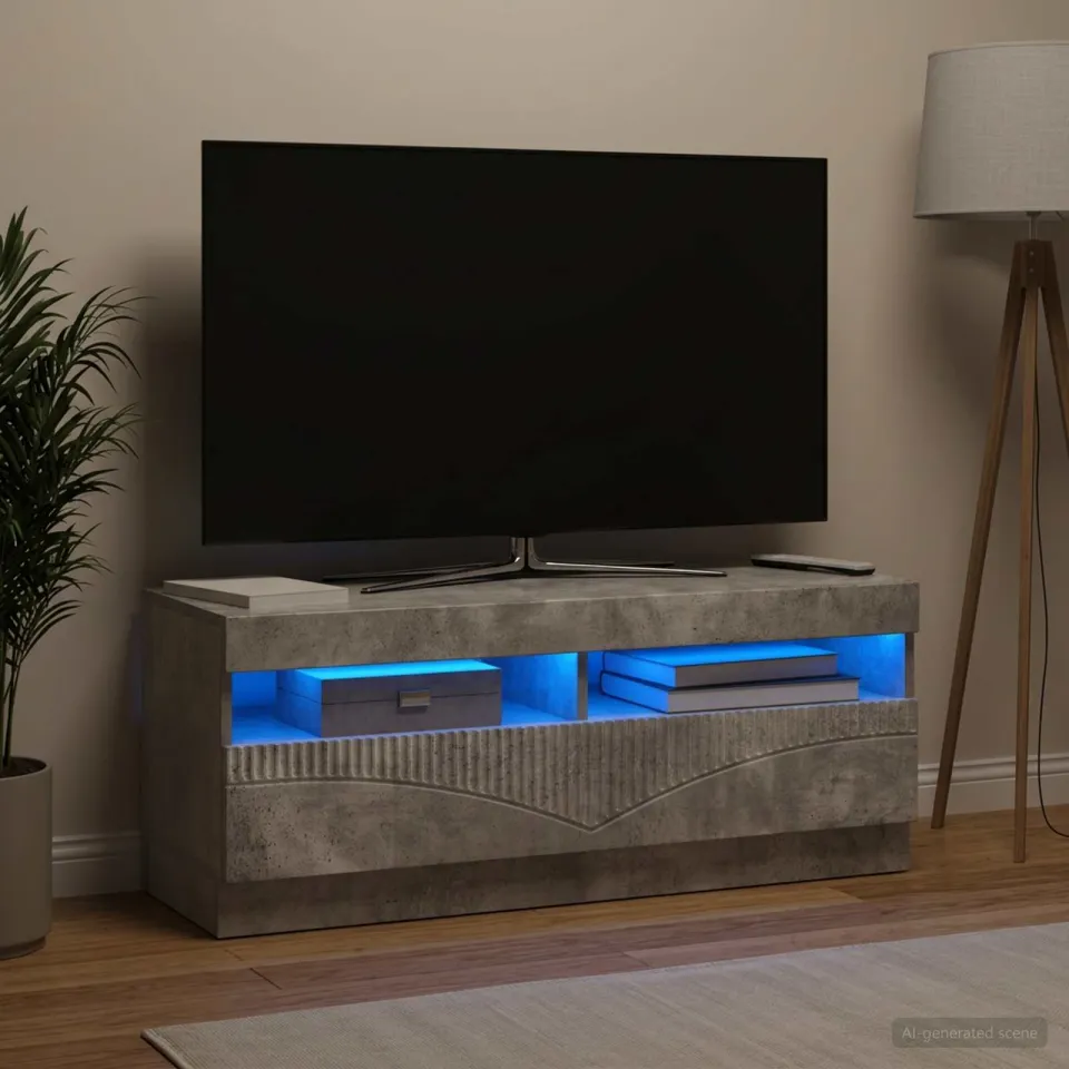 vidaXL LED tv-meubel Betongrijs Bewerkt hout grijs, foto 4