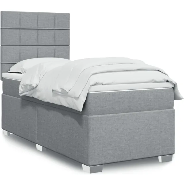 vidaXL Boxspring met matras stof lichtgrijs 90x190 cm grijs