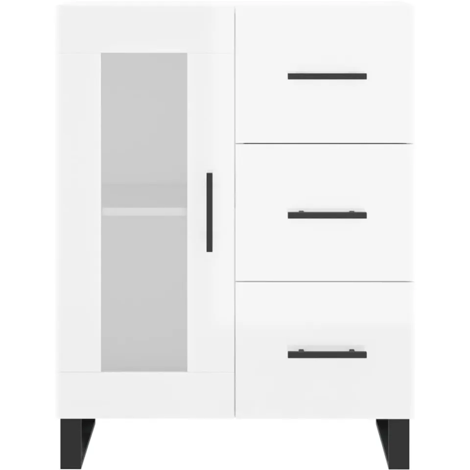 vidaXL Dressoir 69,5x34x90 cm bewerkt hout hoogglans wit