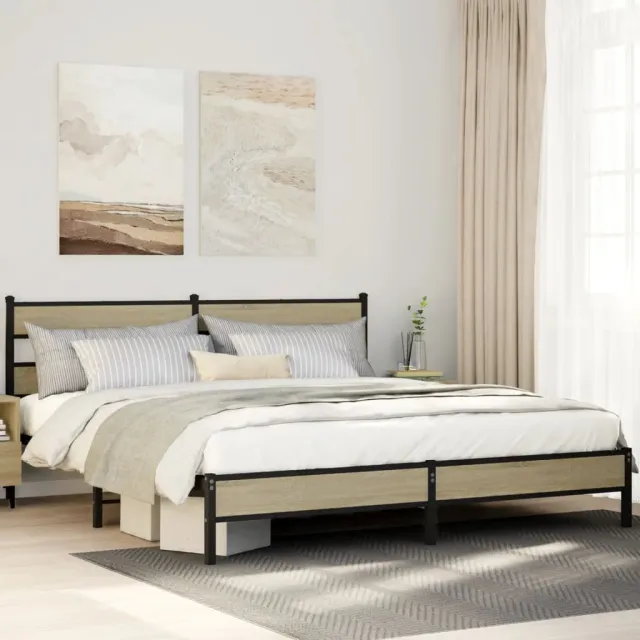 vidaXL Bedframe zonder matras metaal sonoma eikenkleurig 183x213 cm