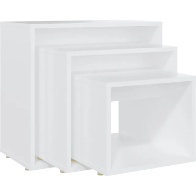 vidaXL 3-delige - Tafeltjesset - bewerkt - hout - wit