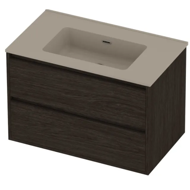 Proline Tribute Badmeubelset Porselein Elegant 80x46x54 cm Mat Crème Cotton Mokka Oak Eiken