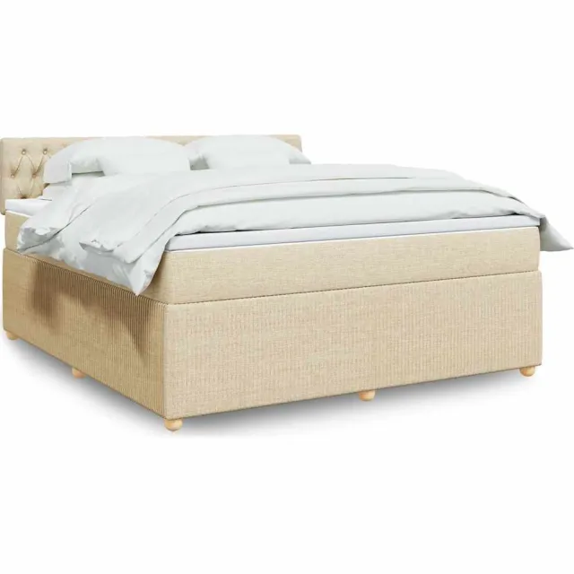 vidaXL Boxspring met matras stof crèmekleurig 180x200 cm