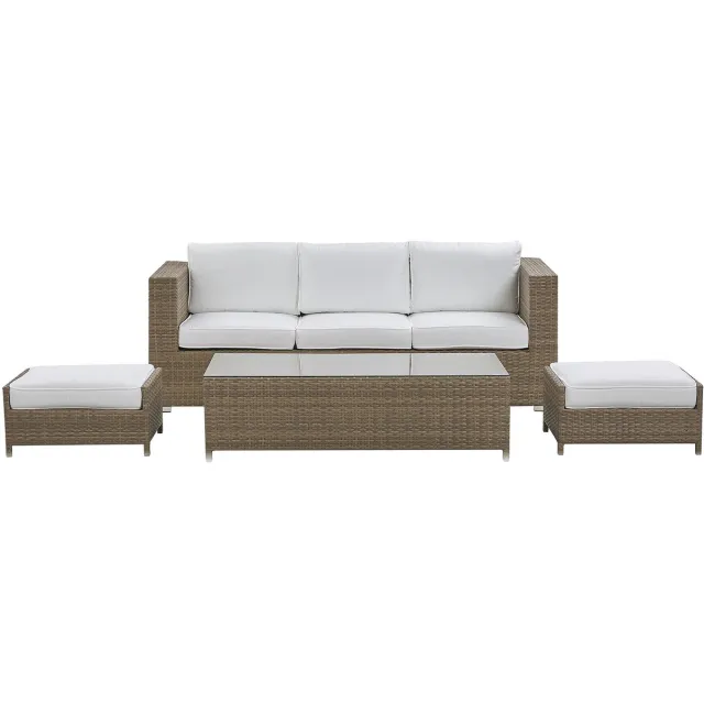 Beliani BELLUNO - Loungeset voor 5 - Wit - PE rotan