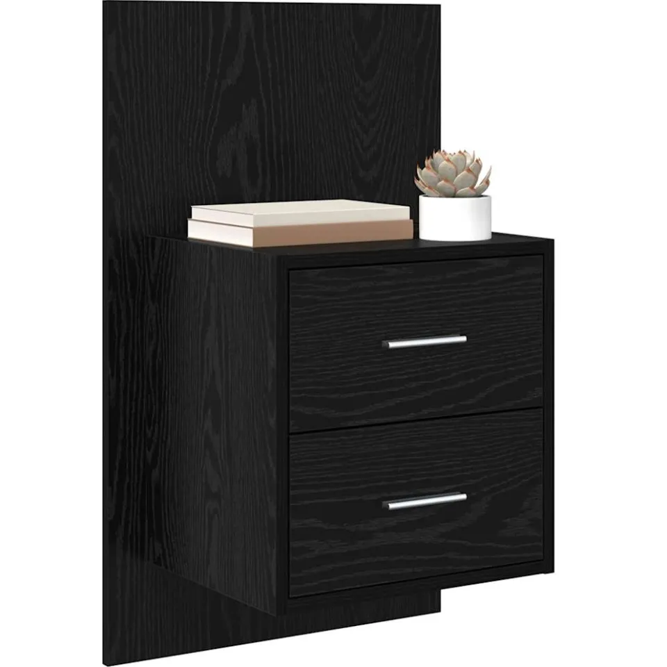 vidaXL Wandkastje 2 st Zwart Eiken 48,5 x 32,5 x 80 cm Bewerkt hout