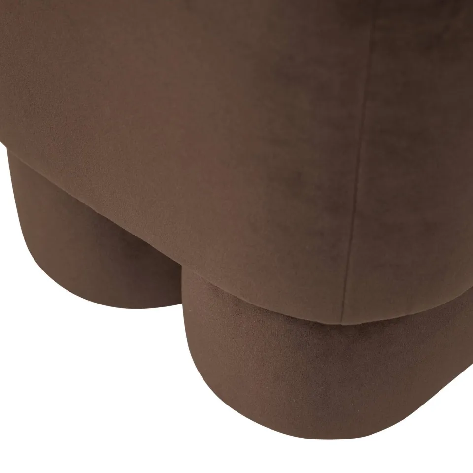 WOOOD Valen Poef - Velvet - Bruin - 42x40x40, foto 6