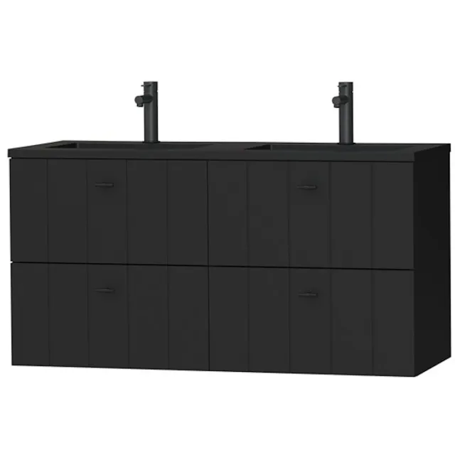 Tiger Maryport Meubelset 120 cm met 4 lades Mat zwart incl Quadro wastafel Mat zwart - 1496028916