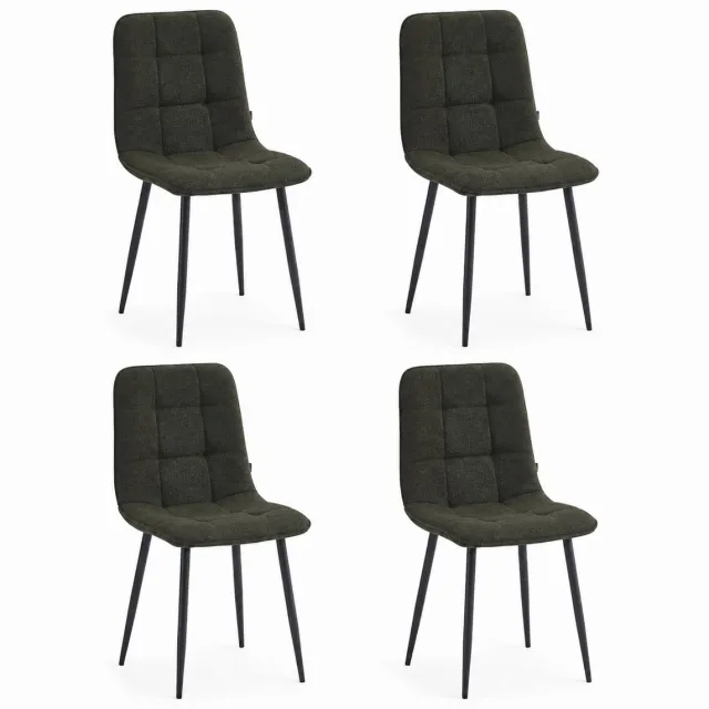 Colenis Ela Eetkamerstoel - Set Van 4 - Groen - Bouclé - Design