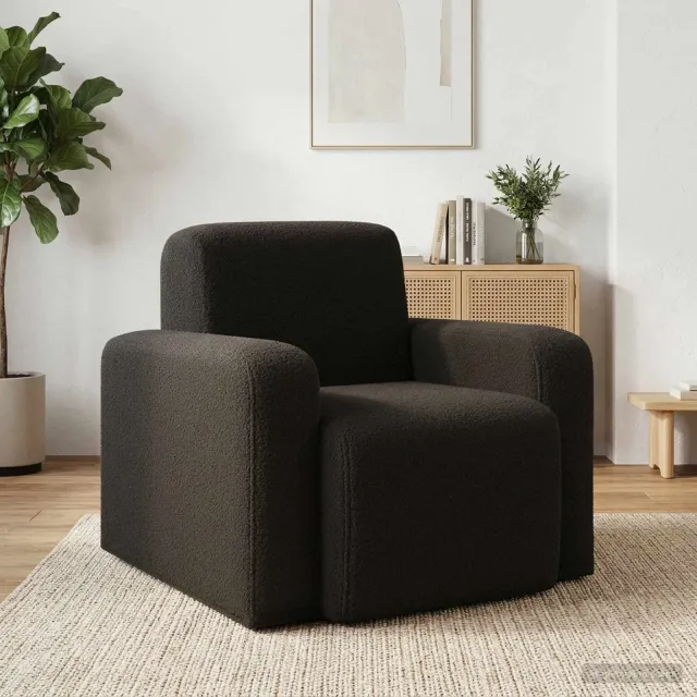 vidaXL Fauteuil Zwart Bouclé